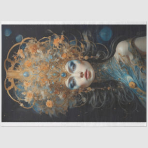 Victorian Mystical Woman with Headdress Decoupage Tissue Paper