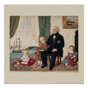 Victorian Navy Captain Family Haifa Bay Poster