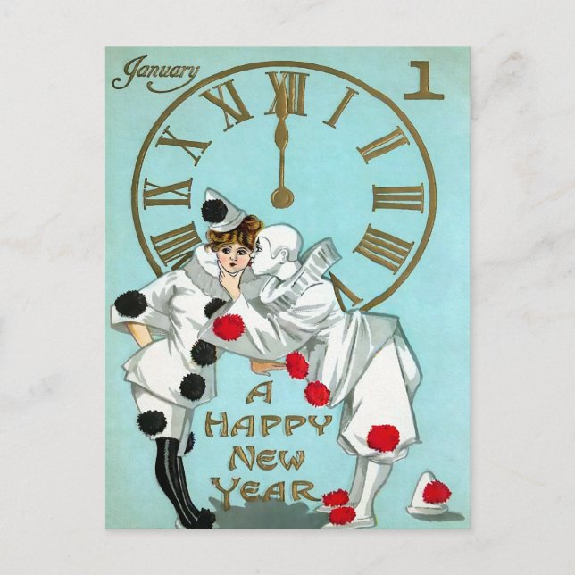 Victorian New Years Clock (1 of 4) Postcard (Front)