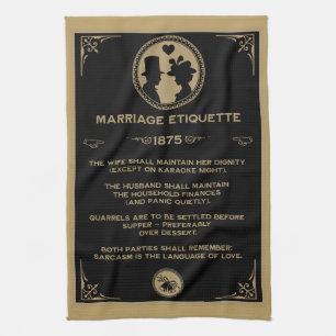 Victorian NewlyWeds Funny Marriage Rules Tea Towel