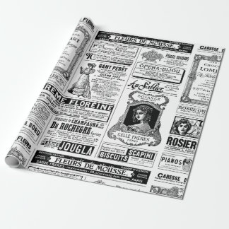 victorian newspaper antique french black white wrapping paper
