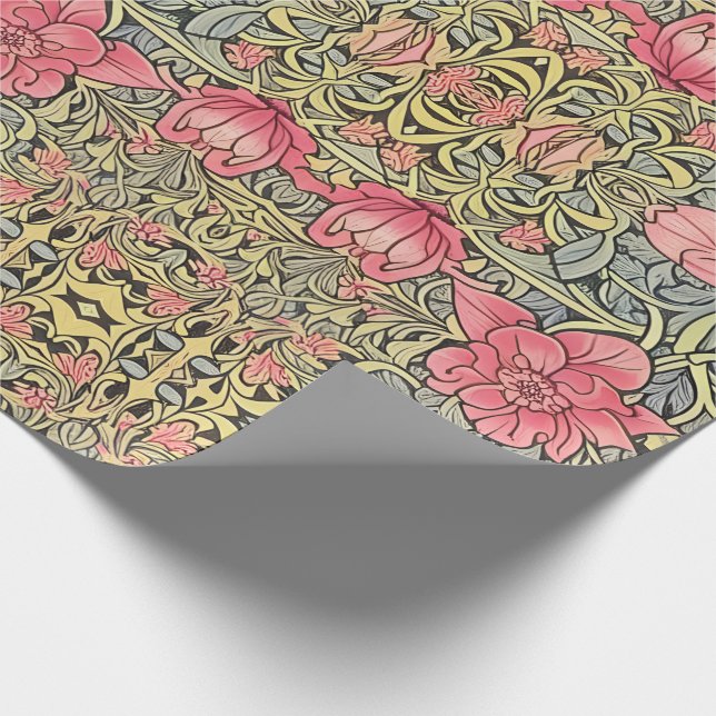 Victorian Noveau Inspired Flower Pattern Design Wrapping Paper (Corner)