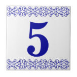 Victorian Number Tile<br><div class="desc">Victorian Number Tile - Blue on white with a printer's border</div>