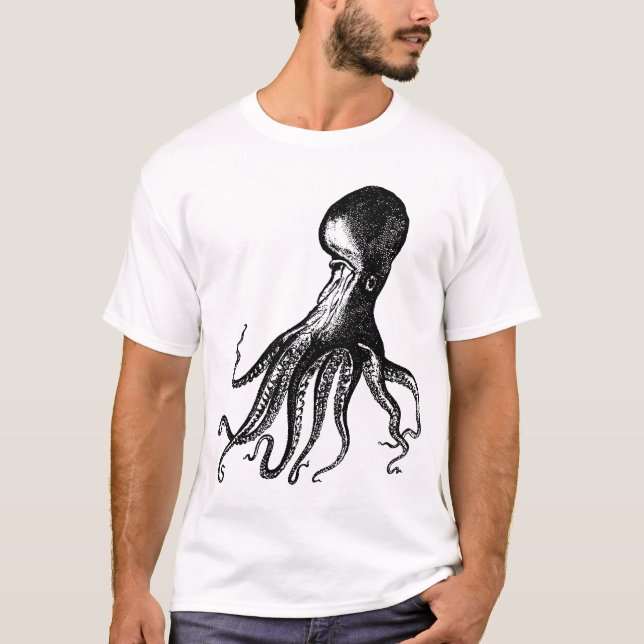 Victorian Octopus Kraken for Steampunk Pirates T-Shirt (Front)