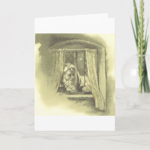 Victorian Old Father Christmas at Window Card