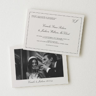 Victorian Old Money Black and Cream Wedding Invitation