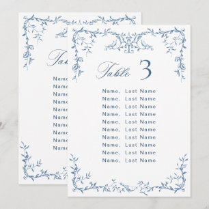 Victorian Ornate Blue Wedding Seating Chart Card