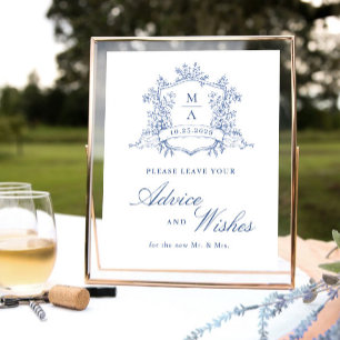 Victorian Ornate Dusty Blue Advice & Wishes Poster