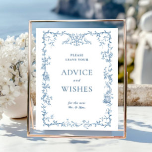 Victorian Ornate Dusty Blue Advice & Wishes Poster