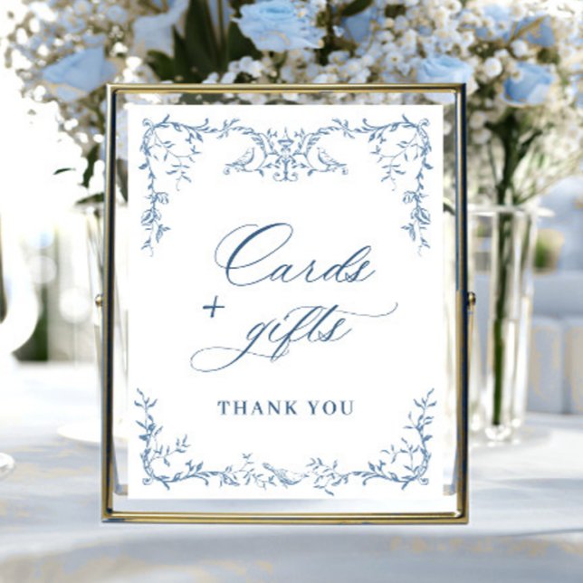 Victorian Ornate Dusty Blue Cards and Gifts Poster (Creator Uploaded)