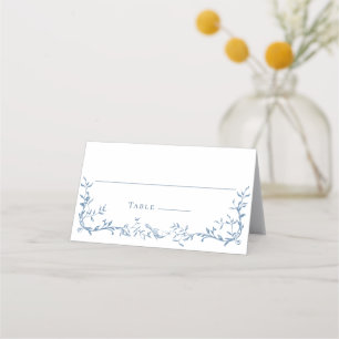 Victorian Ornate Dusty Blue Floral Wedding Place Card