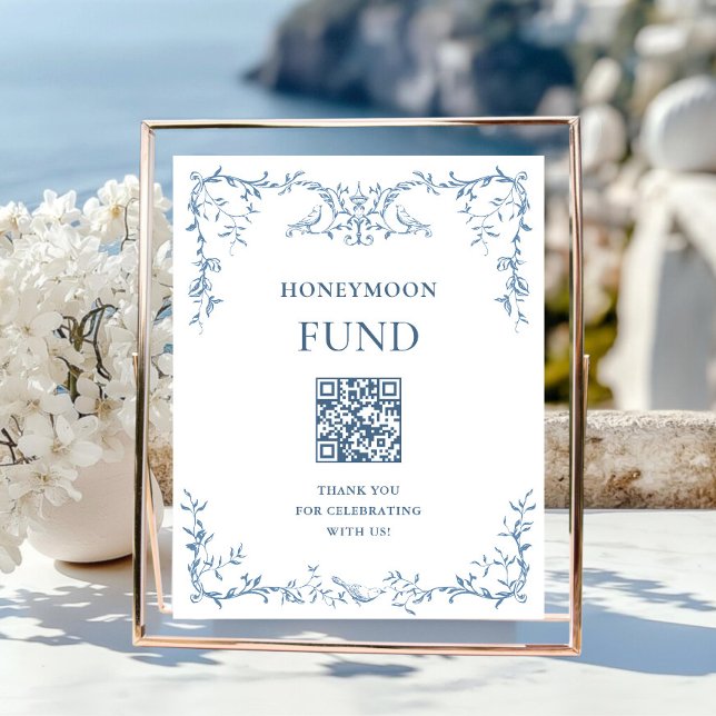 Victorian Ornate Dusty Blue Honeymoon Fund Poster (Creator Uploaded)