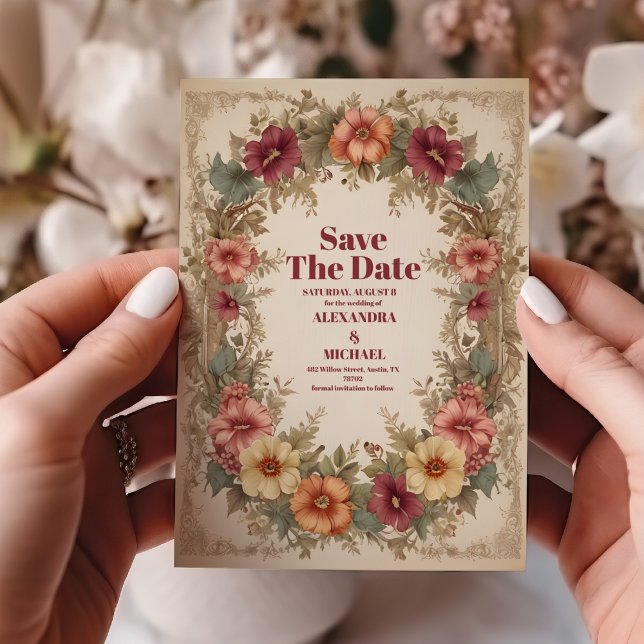 Victorian Ornate Floral Frame Wedding Save The Date (Creator Uploaded)