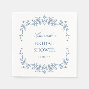 Victorian Ornate Grace Blue Floral Bridal Shower Napkin