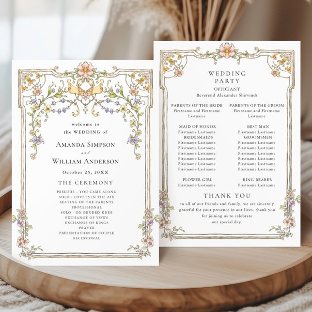Victorian Ornate Grace Bohemian Wedding Ceremony Program (Creator Uploaded)