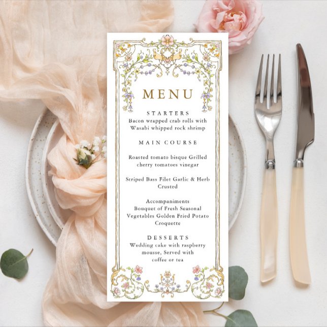 Victorian Ornate Grace Bohemian Wedding Dinner Menu (Creator Uploaded)