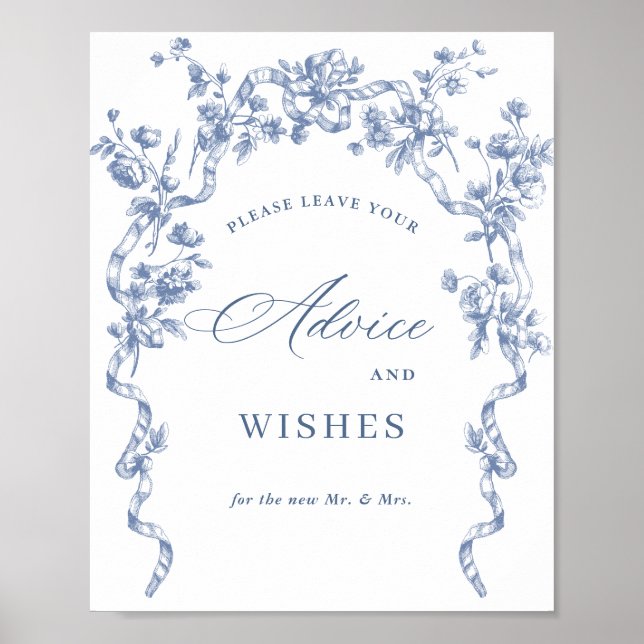 Victorian Ornate Grace Dusty Blue Advice & Wishes Poster (Front)