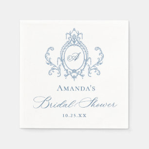 Victorian Ornate Grace Dusty Blue Bridal Shower Napkin