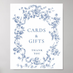 Victorian Ornate Grace Dusty Blue Cards and Gifts Poster