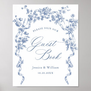 Victorian Ornate Grace Dusty Blue Guestbook Sign