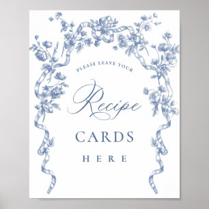 Victorian Ornate Grace Dusty Blue Recipe Cards Poster