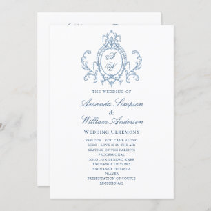 Victorian Ornate Grace Dusty Blue Wedding Ceremony Program