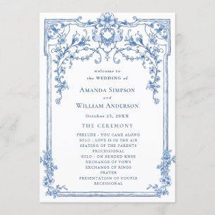 Victorian Ornate Grace Dusty Blue Wedding Ceremony Program