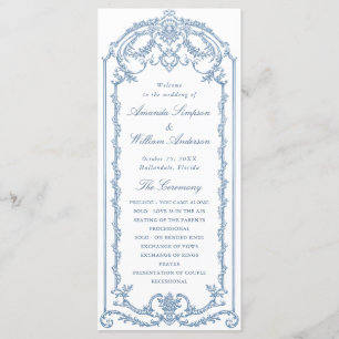Victorian Ornate Grace Dusty Blue Wedding Ceremony Program