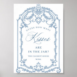 Victorian Ornate Grace Floral Blue Bridal Shower Poster