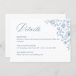 Victorian Ornate Grace Floral Blue Wedding Details Enclosure Card