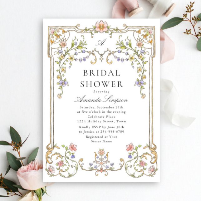 Victorian Ornate Grace Floral Bridal Shower Invitation (Creator Uploaded)