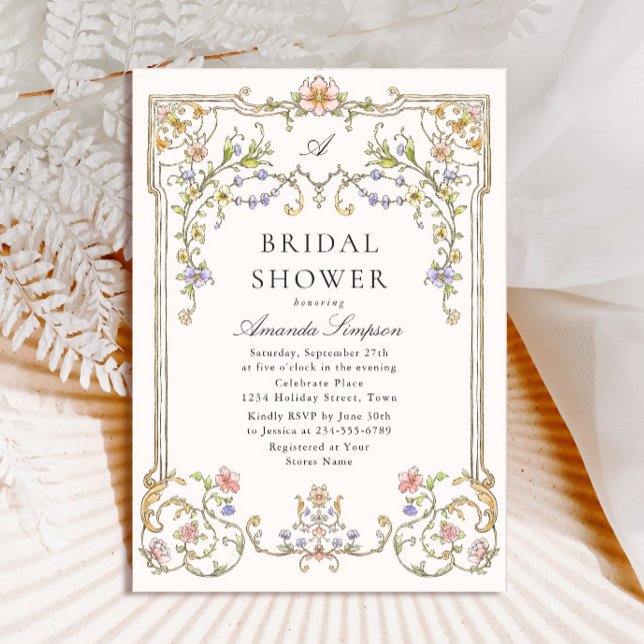 Victorian Ornate Grace Floral Bridal Shower Invitation (Creator Uploaded)