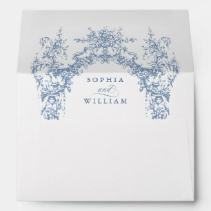 Victorian Ornate Grace Floral Dusty Blue Wedding Envelope