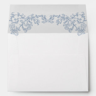 Victorian Ornate Grace Floral Dusty Blue Wedding Envelope
