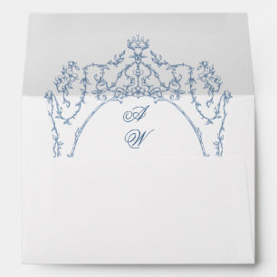 Victorian Ornate Grace Floral Dusty Blue Wedding Envelope