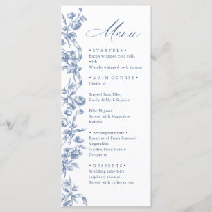 Victorian Ornate Grace Floral Dusty Blue Wedding Menu