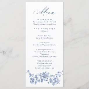 Victorian Ornate Grace Floral Dusty Blue Wedding Menu