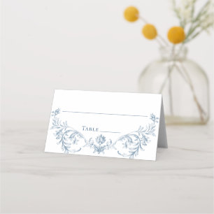 Victorian Ornate Grace Floral Dusty Blue Wedding Place Card