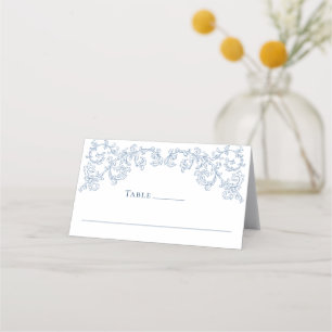 Victorian Ornate Grace Floral Dusty Blue Wedding Place Card