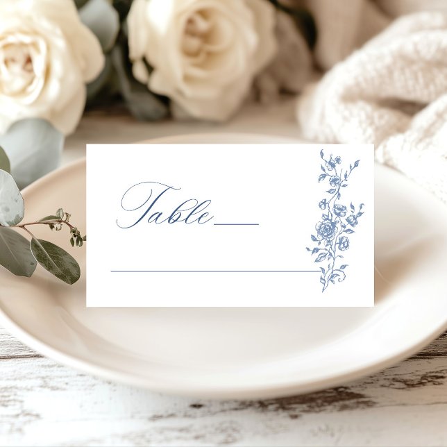 Victorian Ornate Grace Floral Dusty Blue Wedding Place Card (Creator Uploaded)