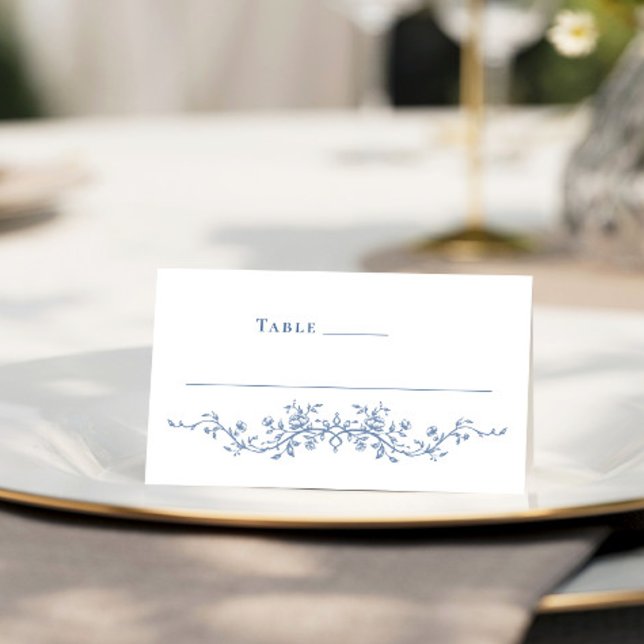 Victorian Ornate Grace Floral Dusty Blue Wedding Place Card (Creator Uploaded)