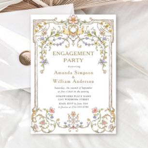 Victorian Ornate Grace Floral ENGAGEMENT PARTY Invitation