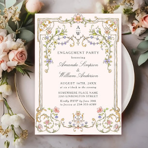 Victorian Ornate Grace Floral ENGAGEMENT PARTY Invitation