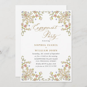 Victorian Ornate Grace Floral ENGAGEMENT PARTY Invitation