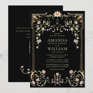 Victorian Ornate Grace Floral Frame Wedding Invitation