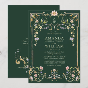 Victorian Ornate Grace Floral Frame Wedding Invitation