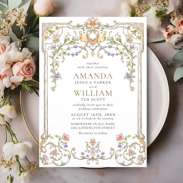 Victorian Ornate Grace Floral Frame Wedding Invitation (Creator Uploaded)