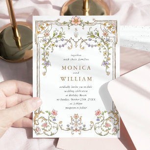 Victorian Ornate Grace Floral Frame Wedding Invitation