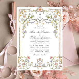 Victorian Ornate Grace Floral Frame Wedding Invitation