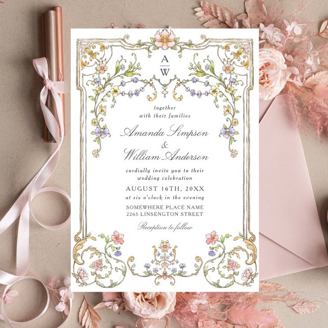 Victorian Ornate Grace Floral Frame Wedding Invitation (Creator Uploaded)